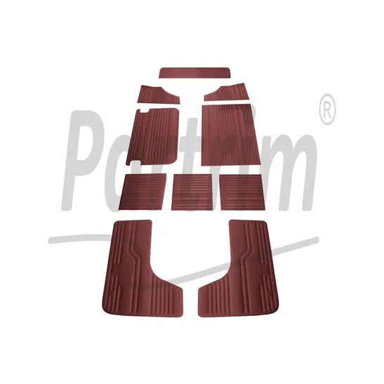 VW T2 BUS INNVENDIG SIDEPANELSETT 10 STK BURGUNDY / 06-1967 - 07 -1970 TIDLIG STIL