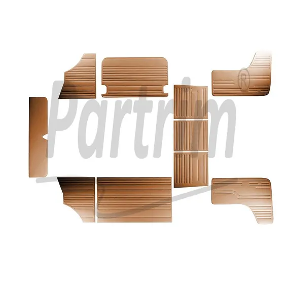 VW T2 BUS INNVENDIG SIDEPANELSETT 10 STK TOBAKK 08-1970 - 1979 SENE STIL