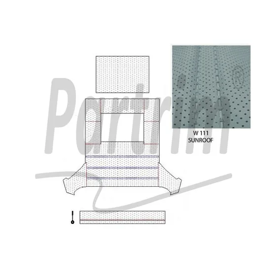 MERCEDES W111 SEDAN HEADLINER MED SOLTAK SILKEGRÅ