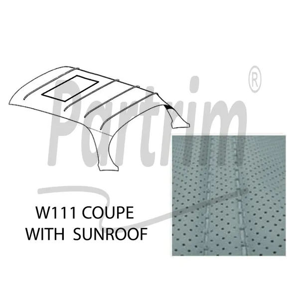 MERCEDES W111 COUPE HEADLINER MED SOLTAK SILKEGRÅ