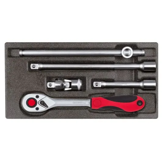 Gedore pipesett, 1/2" i skuminnlegg, 5 deler