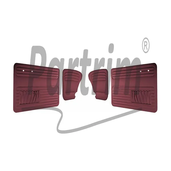 VW OLD BEETLE 1965 - 1966 DØRPANELSETT BURGUNDY BEGGE SIDER LOMME