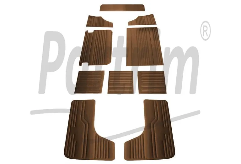 VW T2 BUS INNVENDIG SIDEPANELSETT 10 STK BRUN / 06-1967 - 07 -1970 TIDLIG STIL