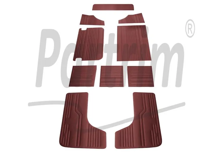 VW T2 BUS INNVENDIG SIDEPANELSETT 10 STK BURGUNDY / 06-1967 - 07 -1970 TIDLIG STIL
