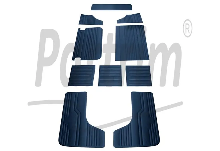 VW T2 BUS INNVENDIG SIDEPANELSETT 10 STK MØRKEBLÅT / 06-1967 - 07 -1970 TIDLIG STIL