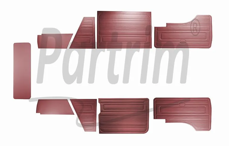 VW T3 T25 BUS 1985-1992 DØRPANELER 9 STK BURGUNDY SENE STIL