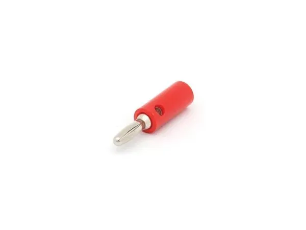 Bananplug 39 mm hann rød, 5 stk