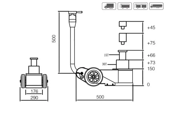 Lufthydraulisk jekk 30T - 15T