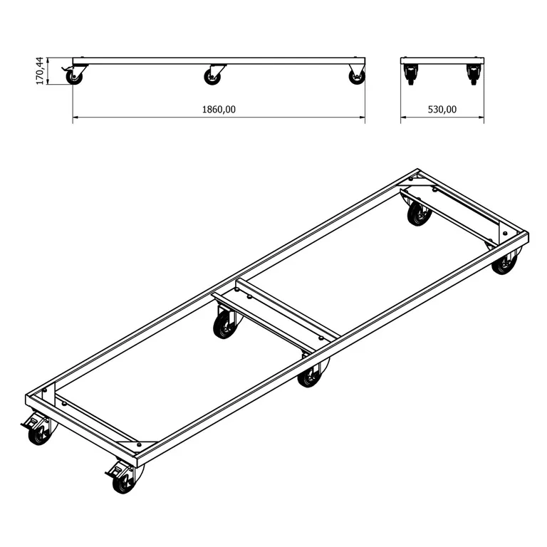 Ramme for mobil arbeidsbenk 186 cm. (trippel)