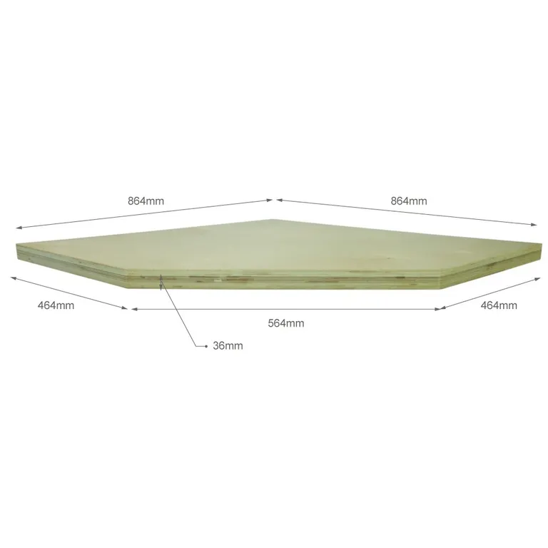 Benkeplate i heltre til hjørneskap 864 x 36 x 864 x 1223 mm