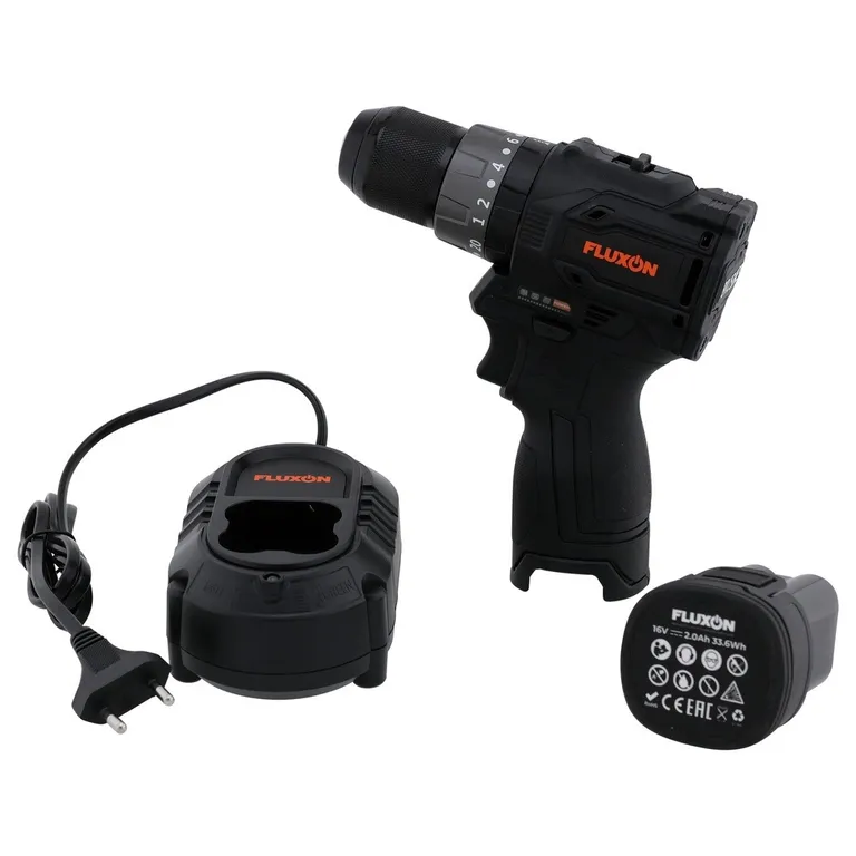 Fluxon børsteløs bormaskin 10 mm, 16 V