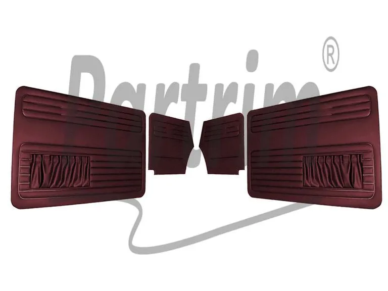 VW OLD BEETLE 1500 CABRIO L DØRPANELSETT BURGUNDY TO SIDER LOMME - 4 STK